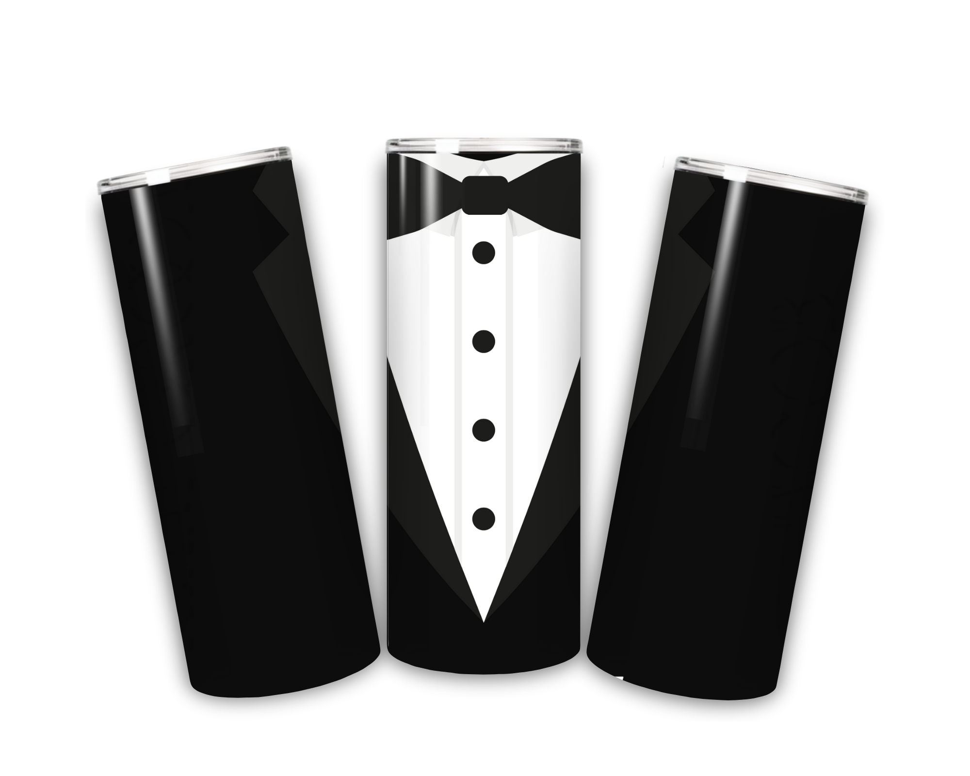 20oz stainless steel tumbler with tuxedo design, custom groom wedding party gift tumbler.