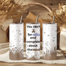 Load image into Gallery viewer, Pray for Rain Tumbler side angle, insulated skinny tumbler with Christian motivational saying