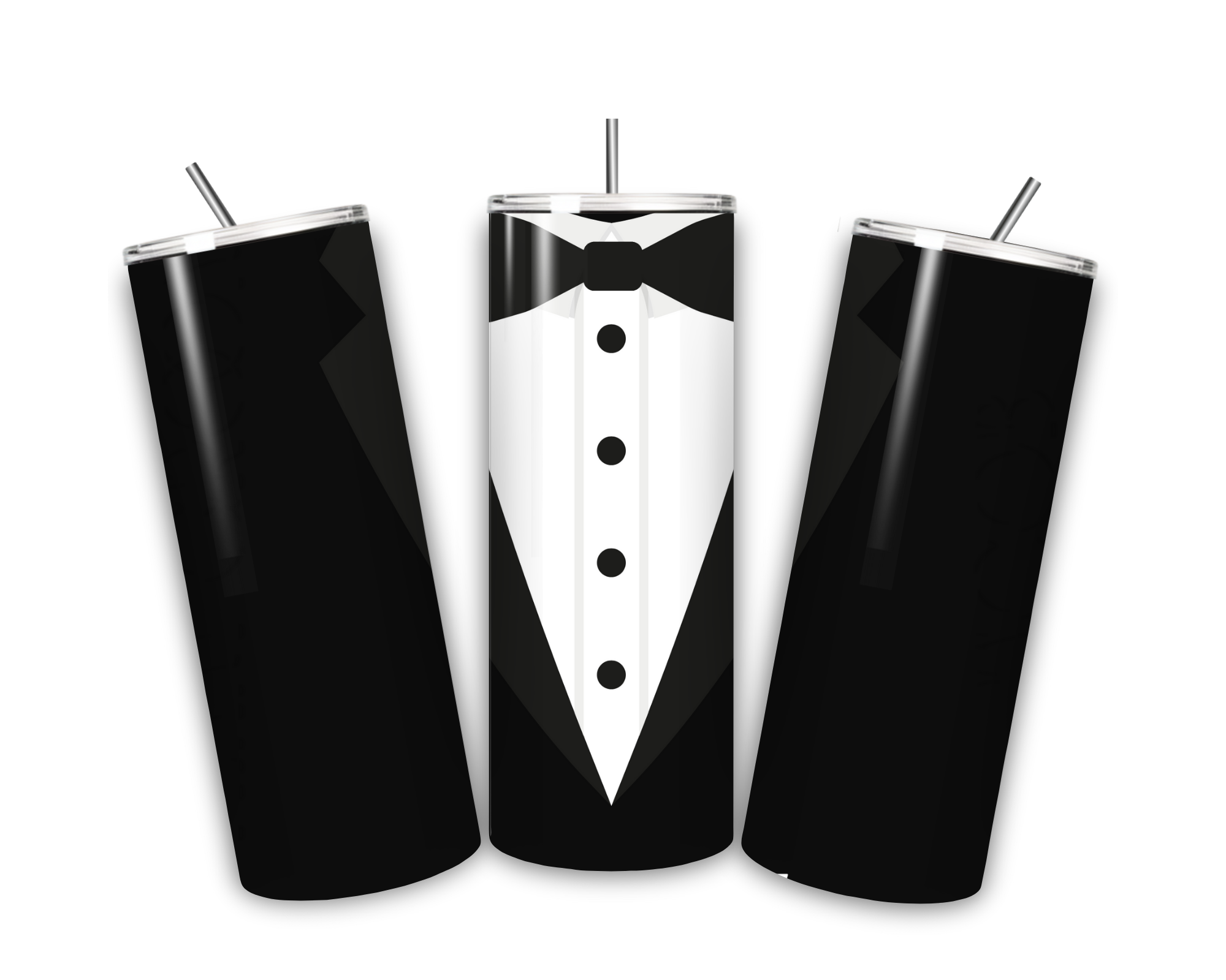 20oz stainless steel tumbler with tuxedo design, custom groom wedding party gift tumbler.