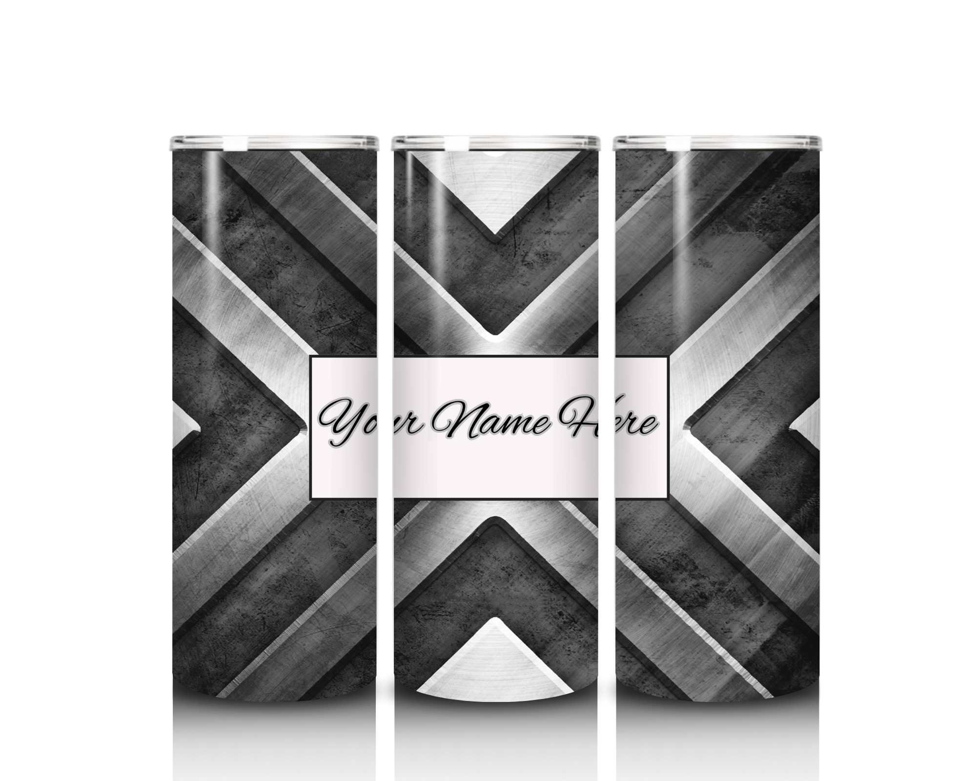 20oz stainless steel tumbler with “Shield” design, custom wedding party drinkware for groomsmen or bridesmaids.