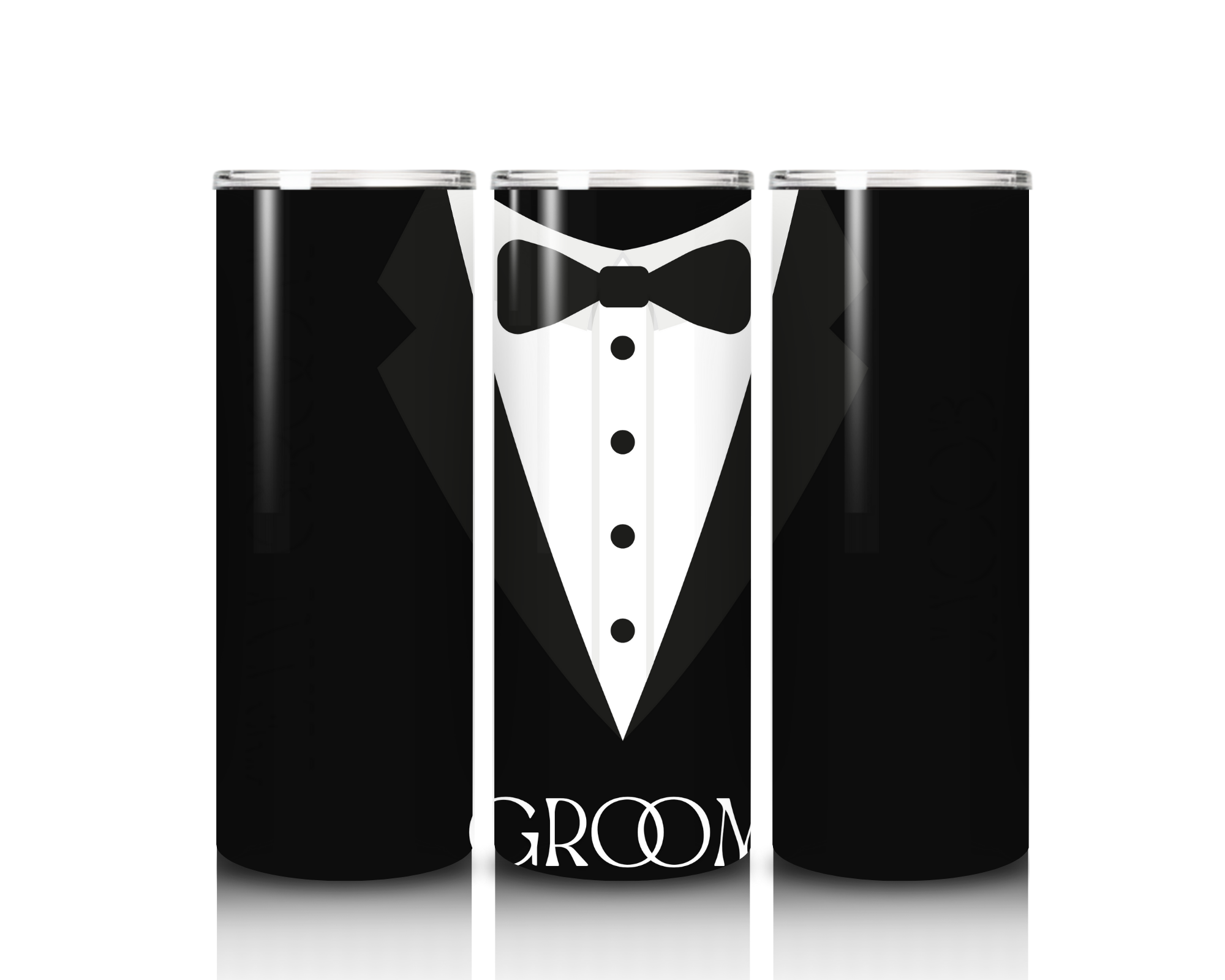 20oz stainless steel tumbler with tuxedo design, custom groom wedding party gift tumbler.