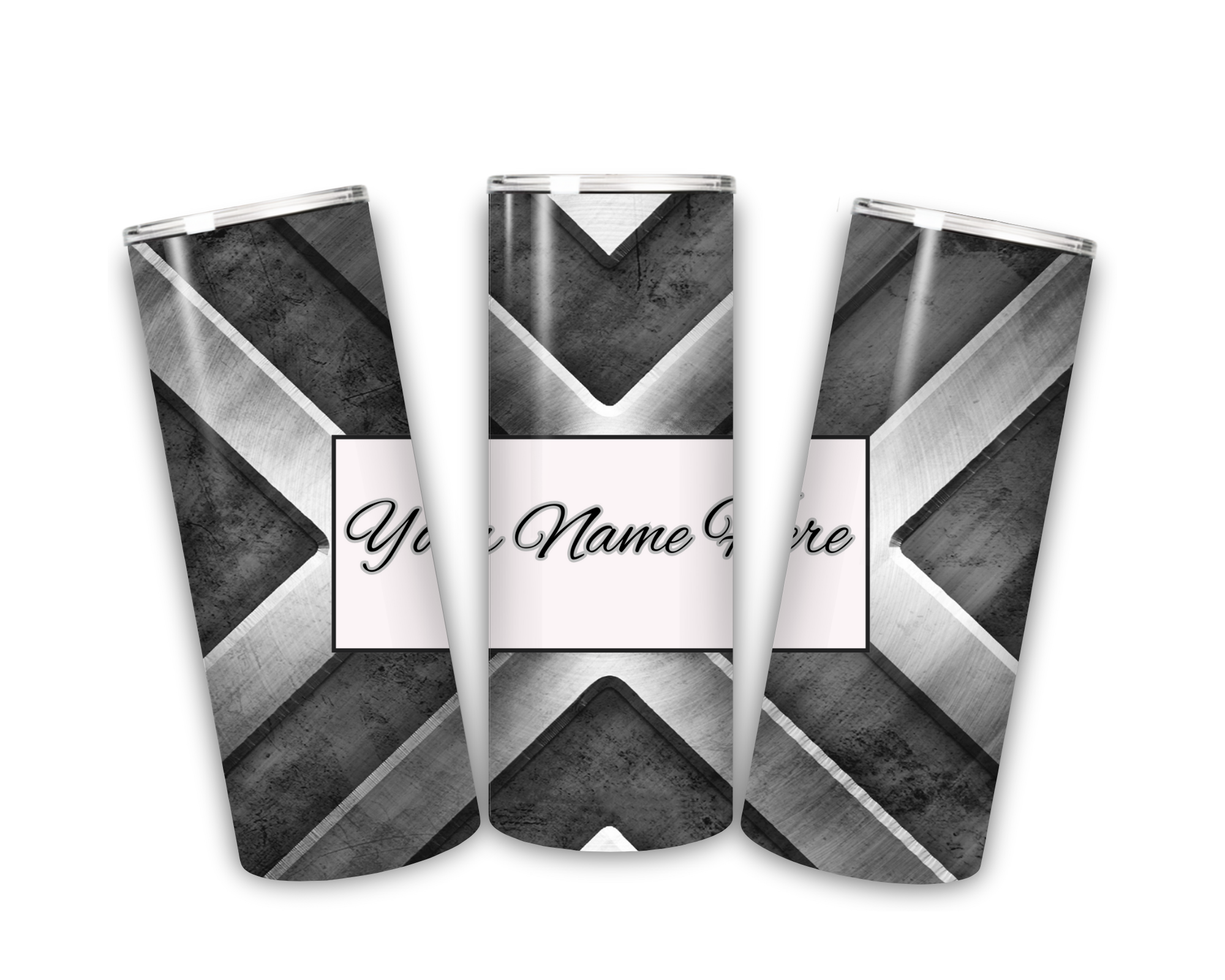 20oz stainless steel tumbler with “Shield” design, custom wedding party drinkware for groomsmen or bridesmaids.