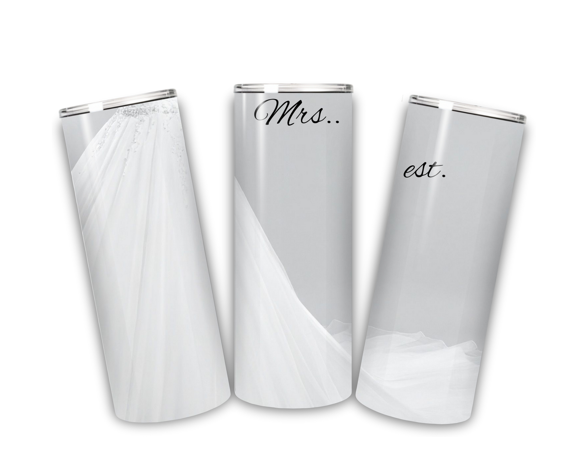  20oz stainless steel bridal tumbler with white dress design, wedding keepsake gift for brides