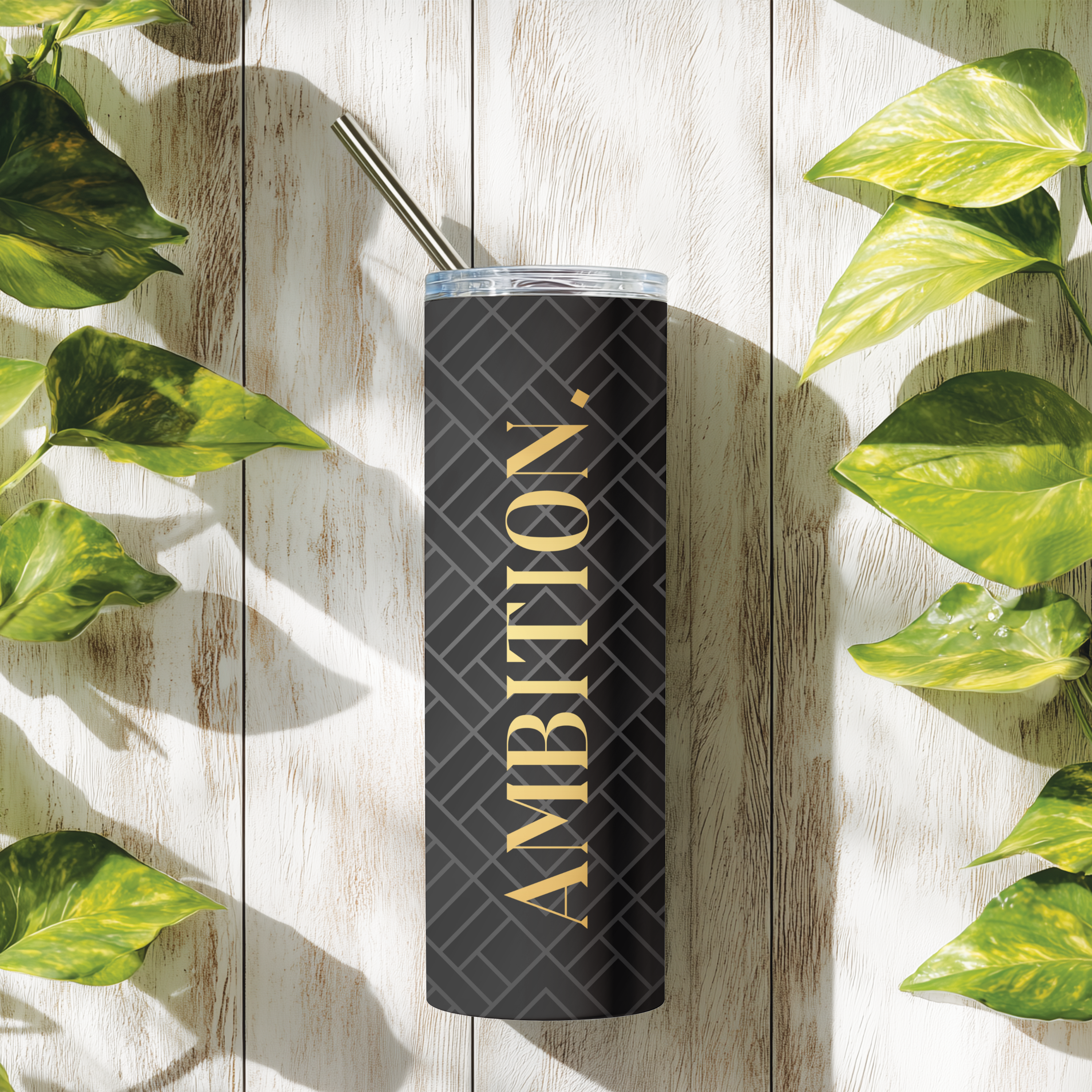 Lifestyle photo of Ambition Drive™ tumbler in a sharp modern setting.