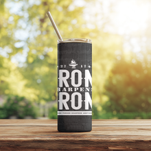 Load image into Gallery viewer, Iron Sharpens Iron™ tumbler with BPA-free lid and reusable straw, durable stainless steel construction.
