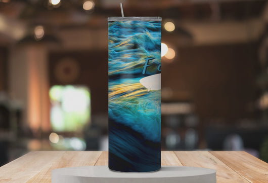 360-degree rotating view of forgiven scripture tumbler, 20oz stainless steel Christian affirmation cup