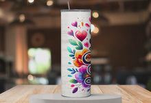 Load and play video in Gallery viewer, 360° rotating mockup of Self Love tumbler with floral affirmation.
