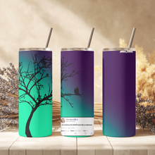 Load image into Gallery viewer, Lifestyle mockup of Spiritual Subtweet™ tumbler, 20oz stainless steel cup styled as a Christian faith-inspired gift.
