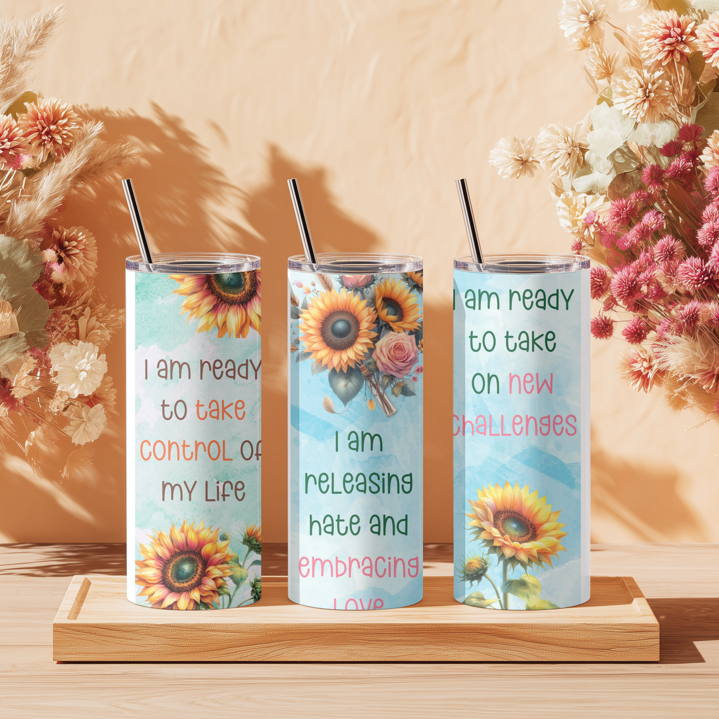 Close-up of affirmation text: “I am ready to take control of my life. I am releasing hate and embracing love.”
